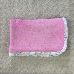 Le Bebe Favorite Pink Unicorn Rainbow Baby Blanket White Blue Yellow Edge Trim